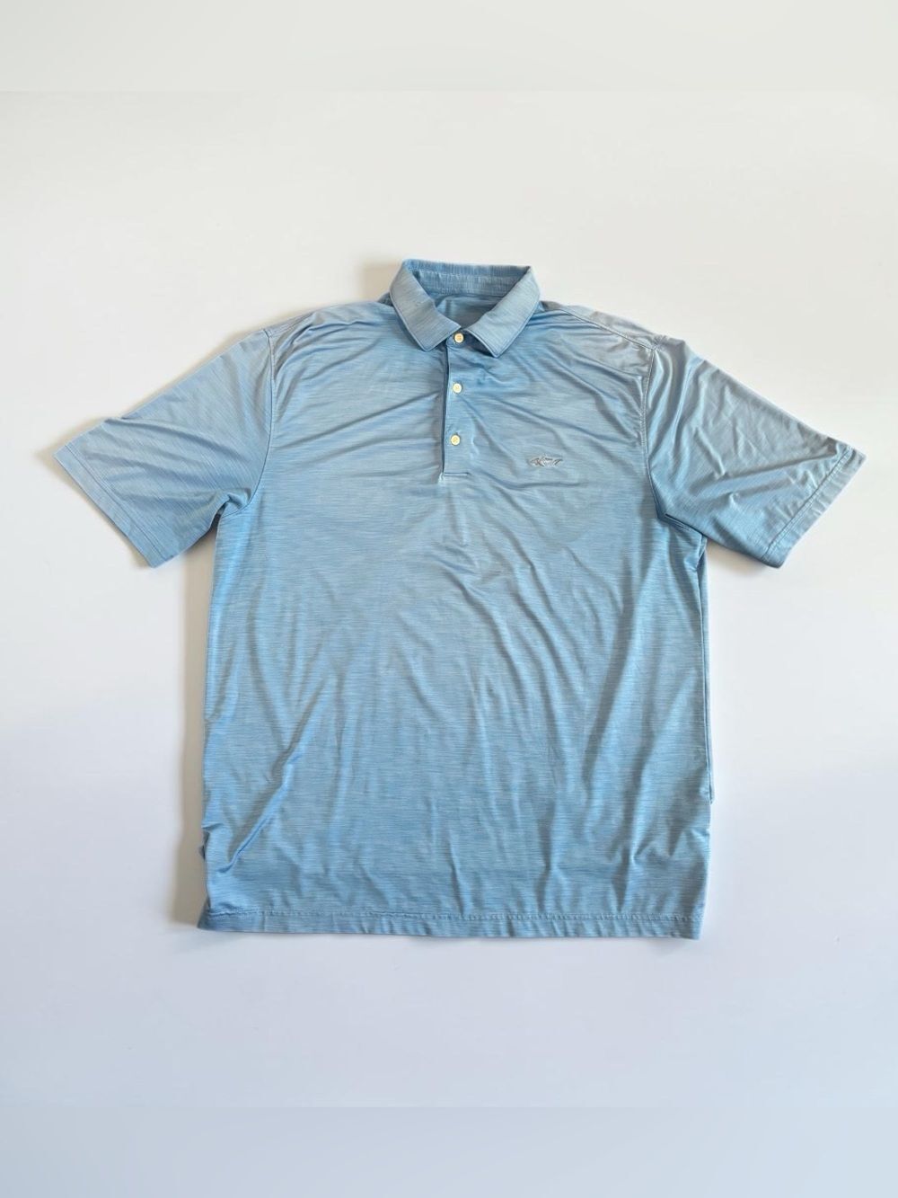 Greg Norman Blue Performance Polo Shirt Embroidered Shark Logo Men's Large